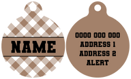 Pet ID Tag | Coffee Gingham