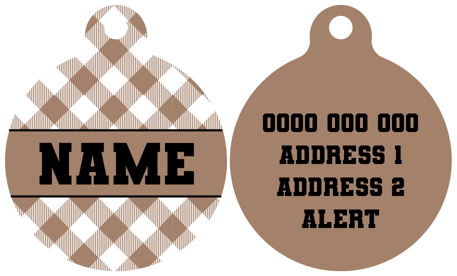 Pet ID Tag | Coffee Gingham