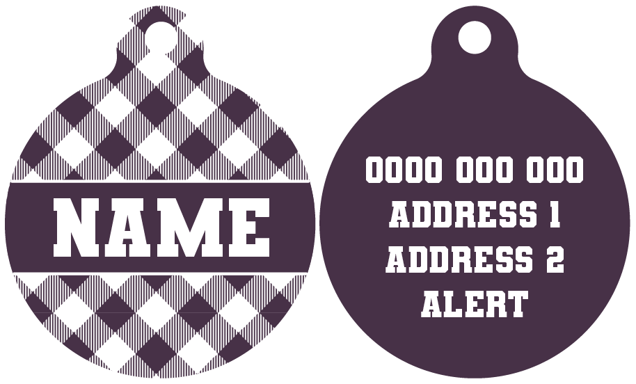 Pet ID Tag | Plum Gingham