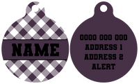 Pet ID Tag | Plum Gingham