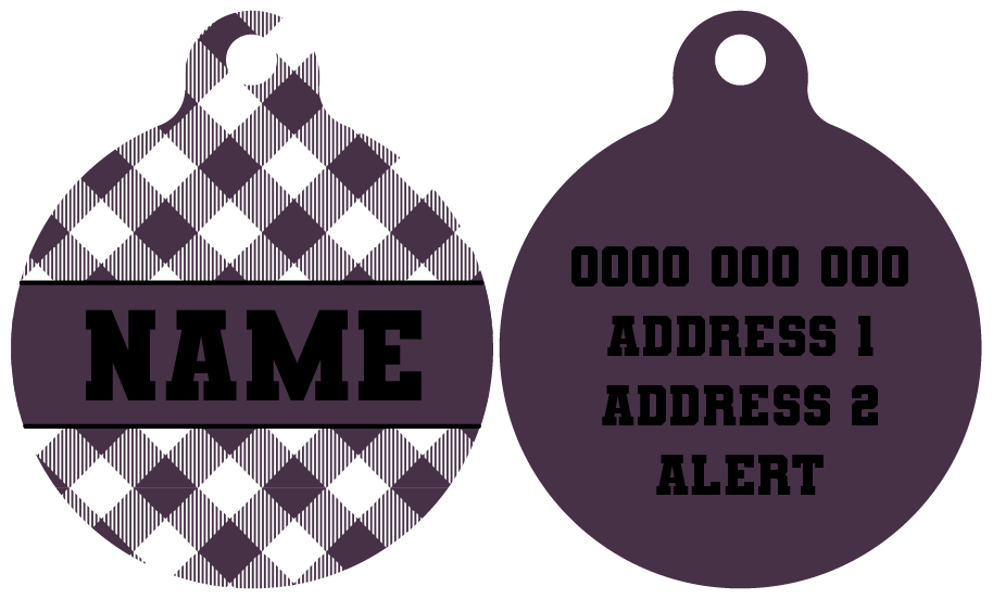 Pet ID Tag | Plum Gingham