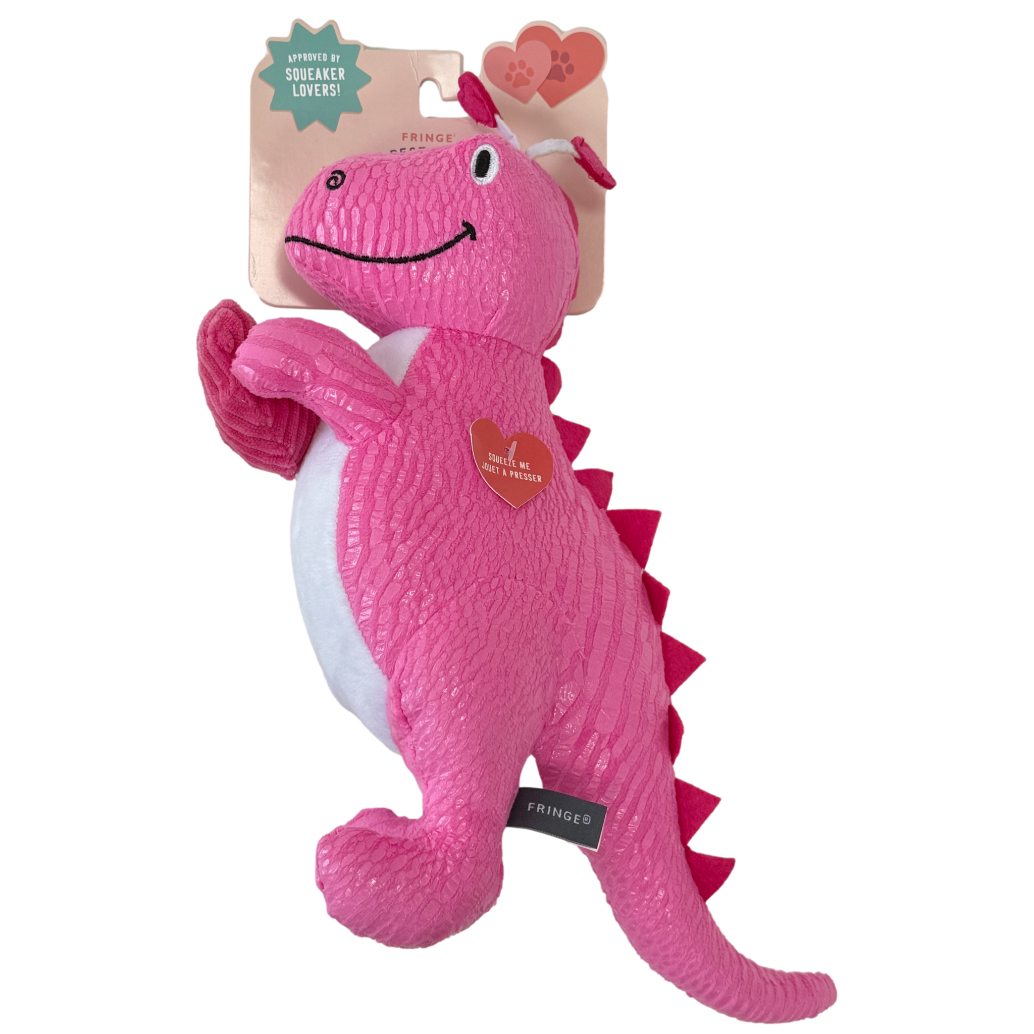 Fringe Studio: Tickle Me Pink Rex Plush Dog Toy (NEW)