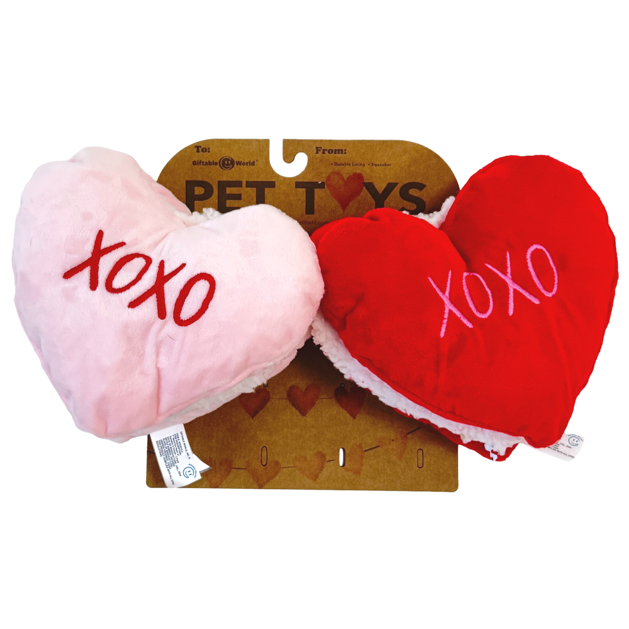 Giftable World: Macaron Hearts 2 Pack Dog Toy {FINAL SALE}