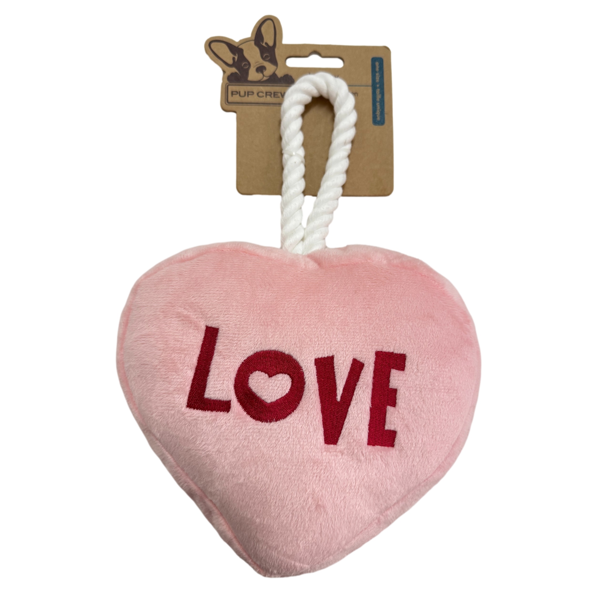 Pup Crew: Pink Heart On Rope Dog Toy (NEW)