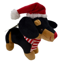 Giftable World: Black Dachshund with Santa Hat