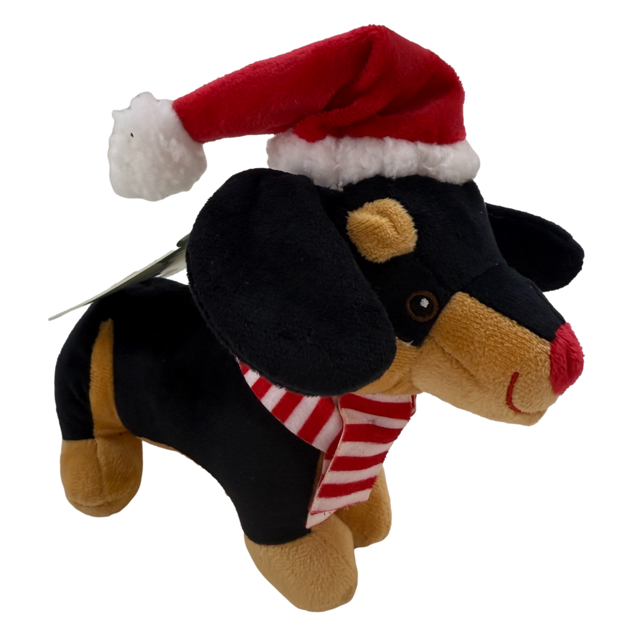 Giftable World: Black Dachshund with Santa Hat