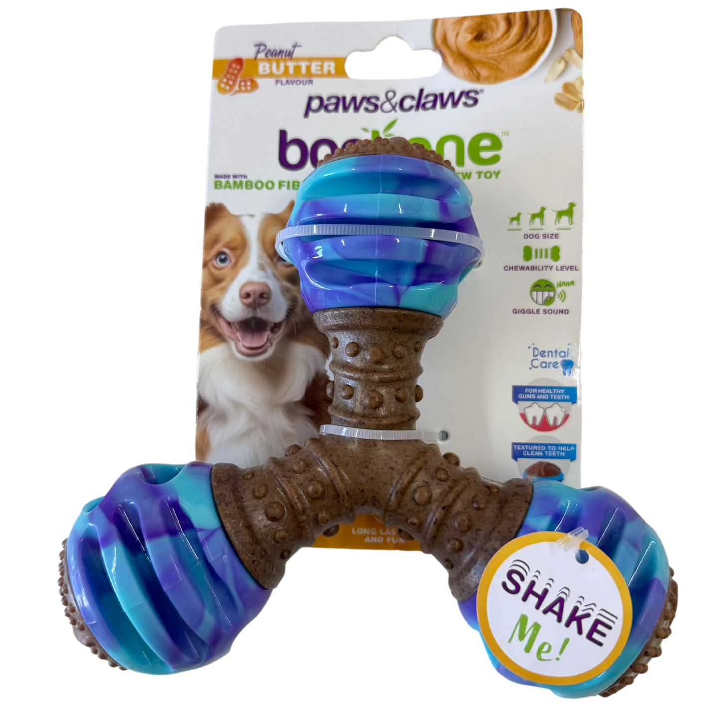 Paws & Claws: boobone Chew Toy (Tri-Bone Shape) | Peanut Butter Flavour