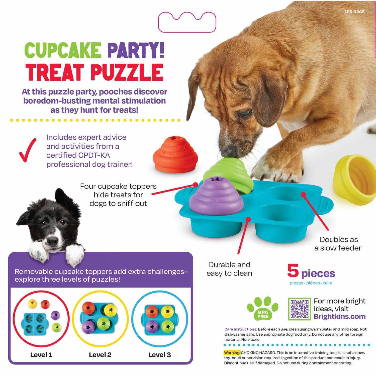 Brightkins: Cupcake Party! Interactive Dog Treat Dispensing Toy & Puzzle (NEW)