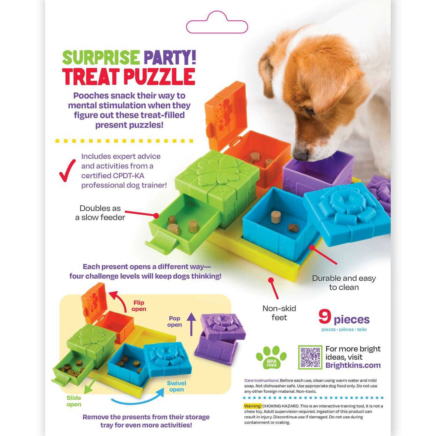 Brightkins: Suprise Party! Dog Treat & Food Interactive Puzzle Toy