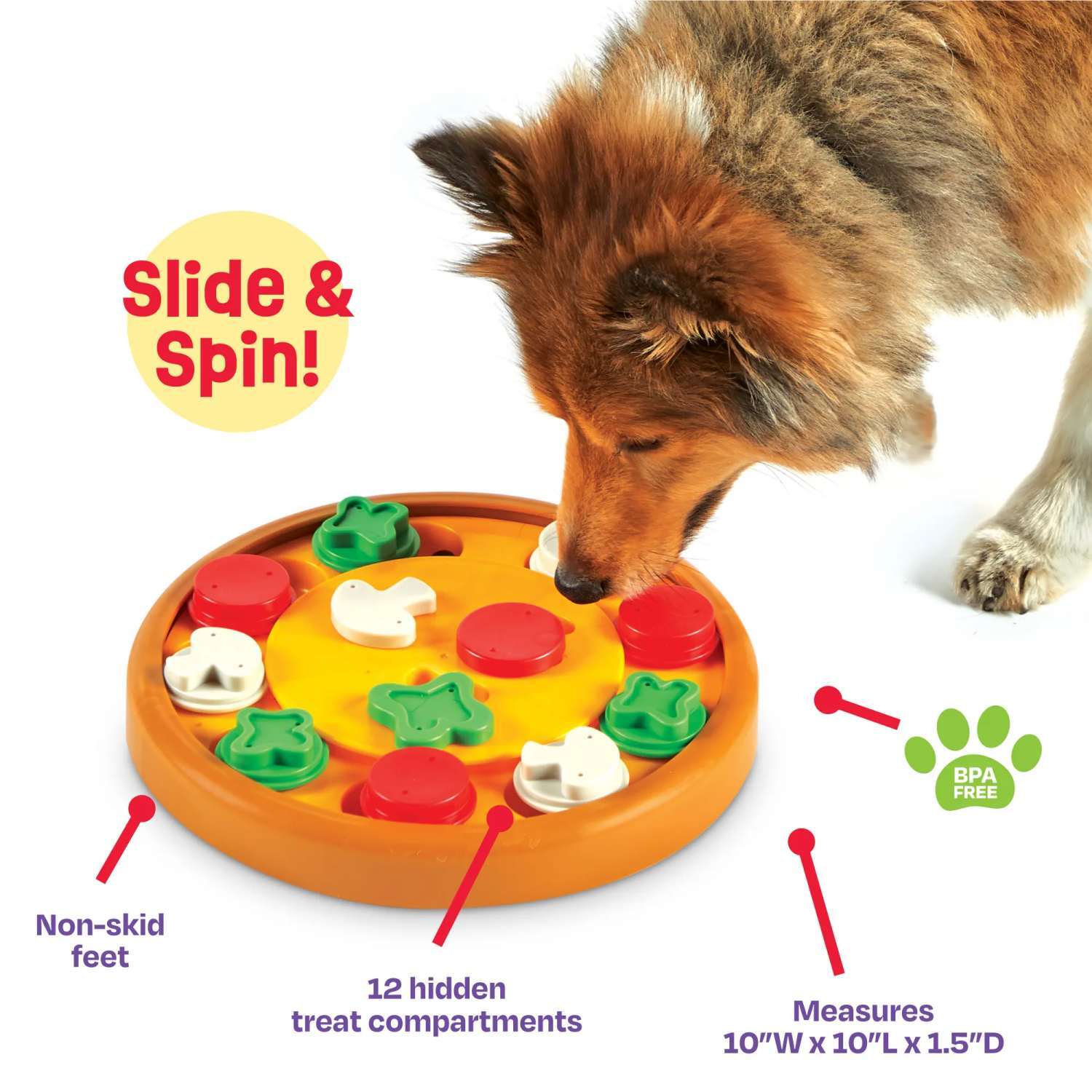 Brightkins: Pizza Party! Interactive Dog Treat & Food Puzzle Toy