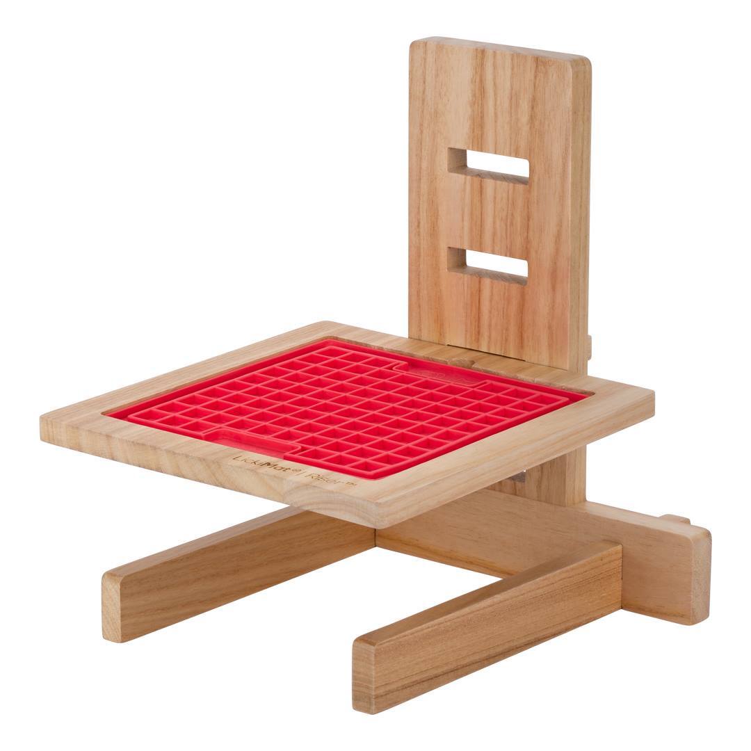 LICKIMAT: Slow Feeder Bowl Adjustable Wooden Elevation Riser for Classic Sized Lick Mats