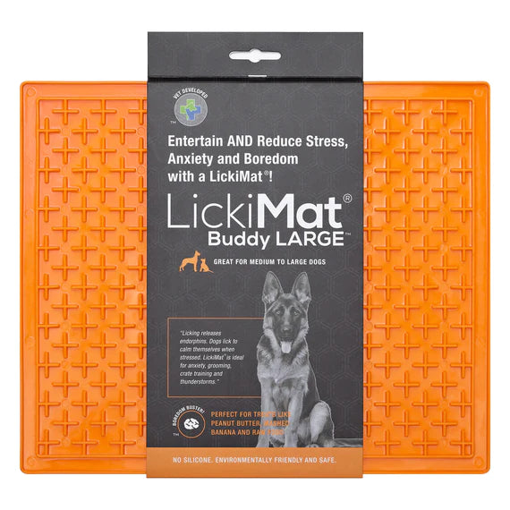 LICKIMAT: Buddy Original Slow Food Anti-Anxiety Licking Mat - Orange (Size: X-Large)