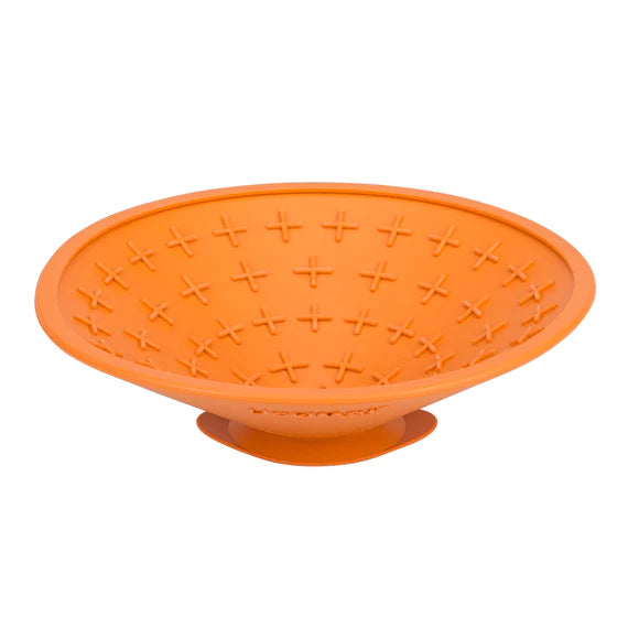 LICKIMAT: Splash Wall & Floor Suction Slow Feeder Bowl - Orange