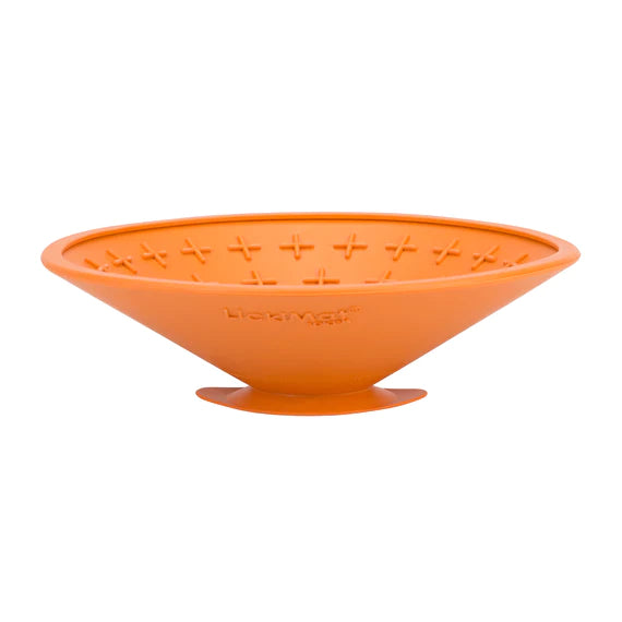 LICKIMAT: Splash Wall & Floor Suction Slow Feeder Bowl - Orange