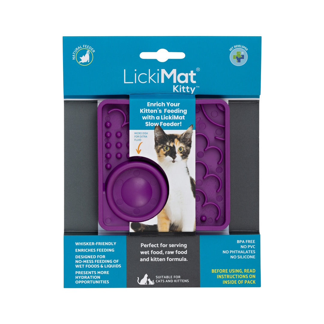 LICKIMAT (CAT): Slow Food Bowl Anxiety Mat for Kittens (Purple)