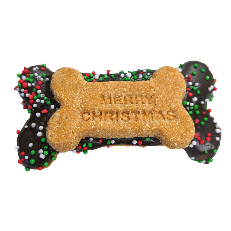 DOG TREATS | Huds and Toke: Merry Christmas Carob Bone Cookie | Small