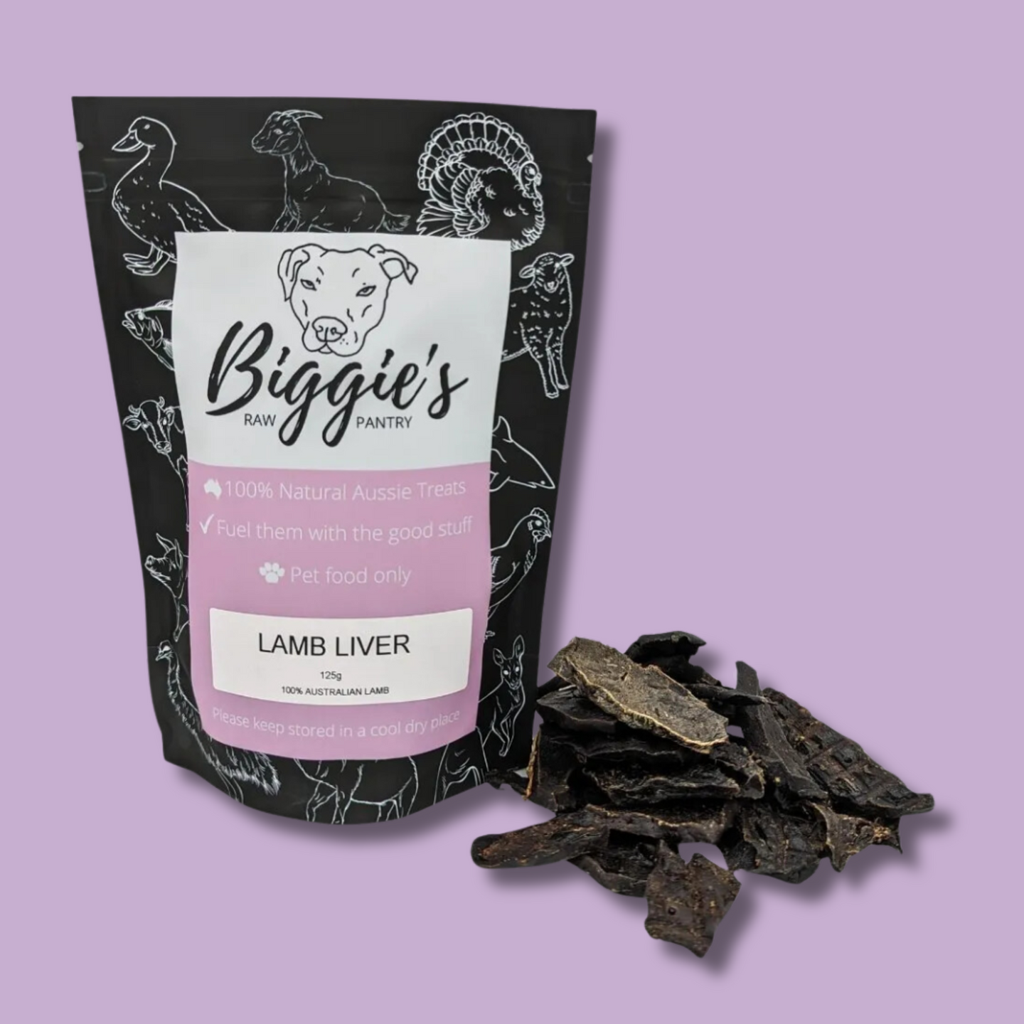 DOG TREATS: Biggies Raw Pantry | Lamb Liver 125g