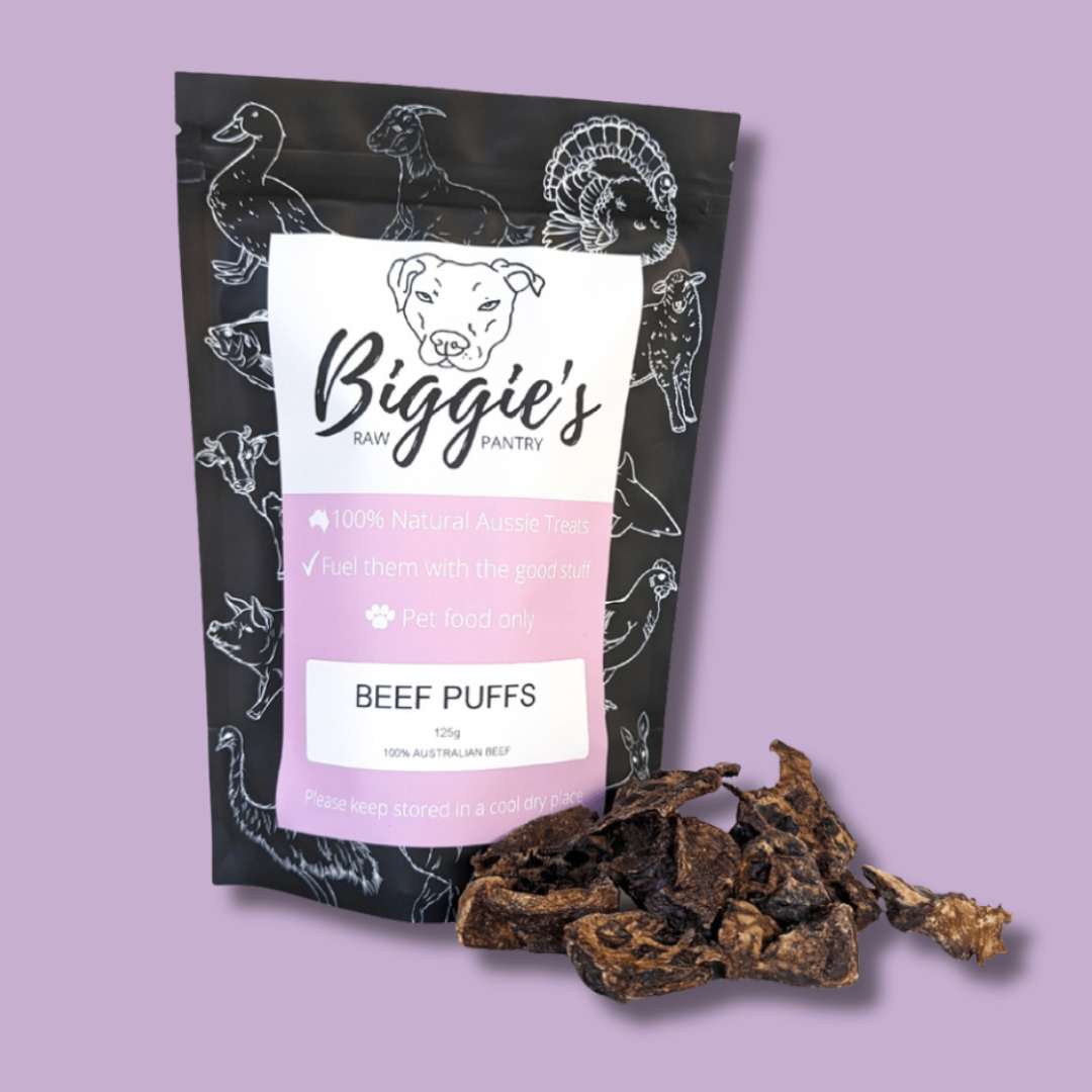 DOG TREATS: Biggies Raw Pantry | Beef Lung Puffs 125g