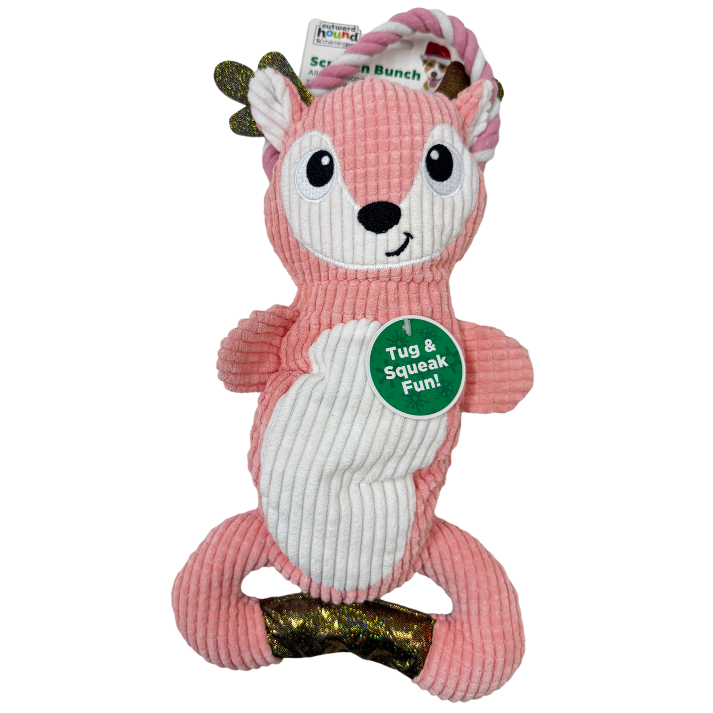 Outward Hound: Scrunch Bunch Dog Toy - Pink Reindeer
