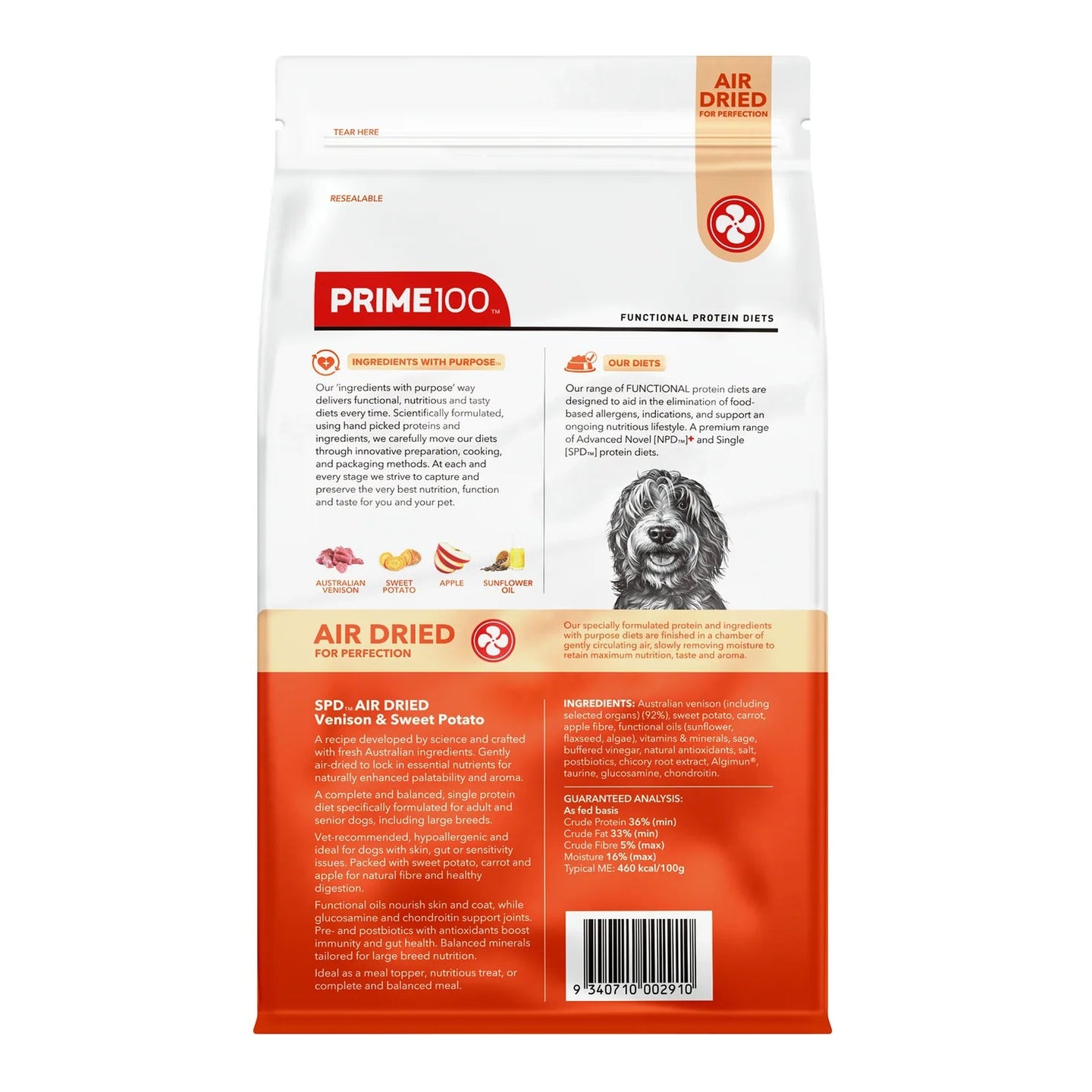 DOG FOOD | Prime100: SPD Air Venison & Sweet Potato 120g