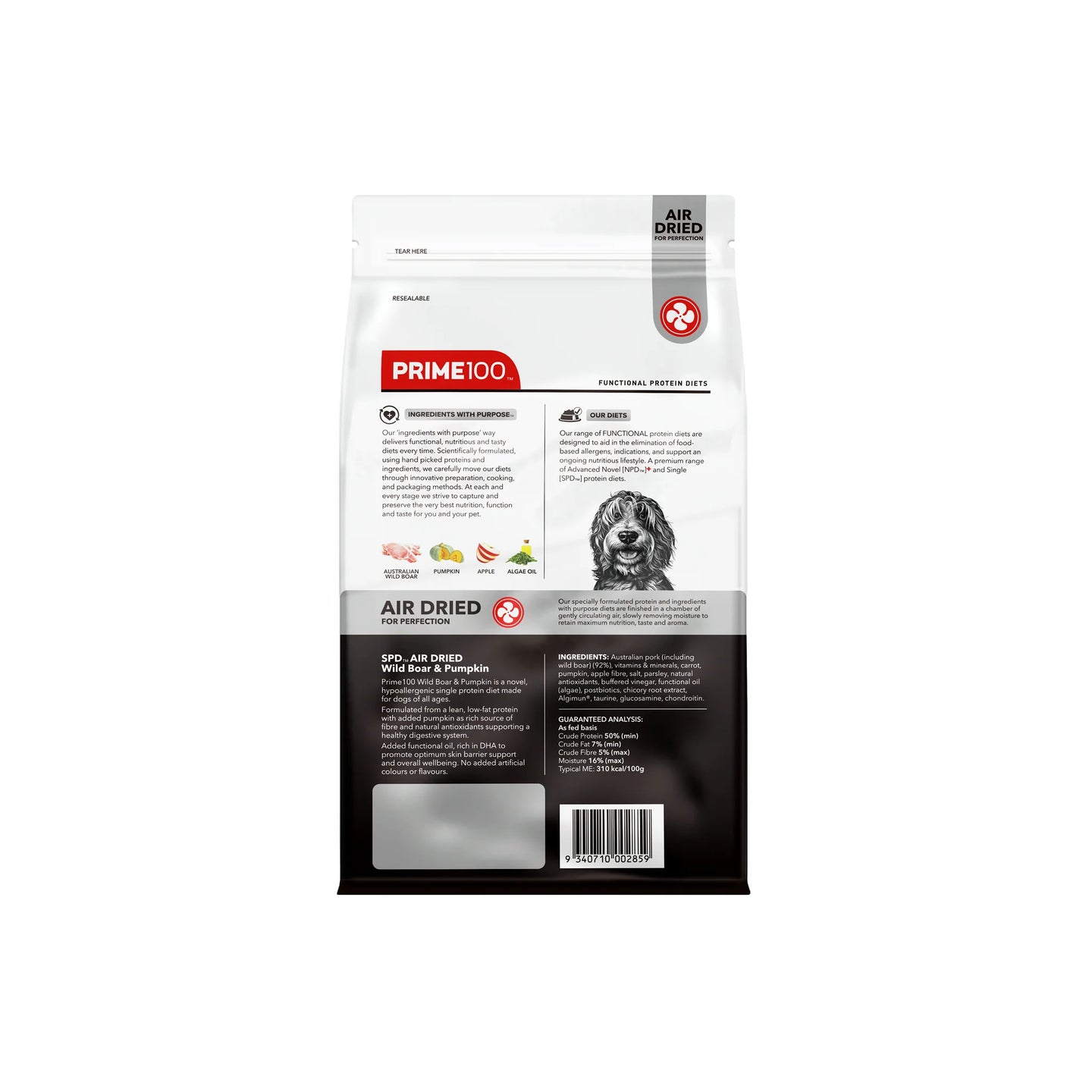 DOG FOOD | Prime100: SPD Wild Boar & Pumpkin Air Dried 120g