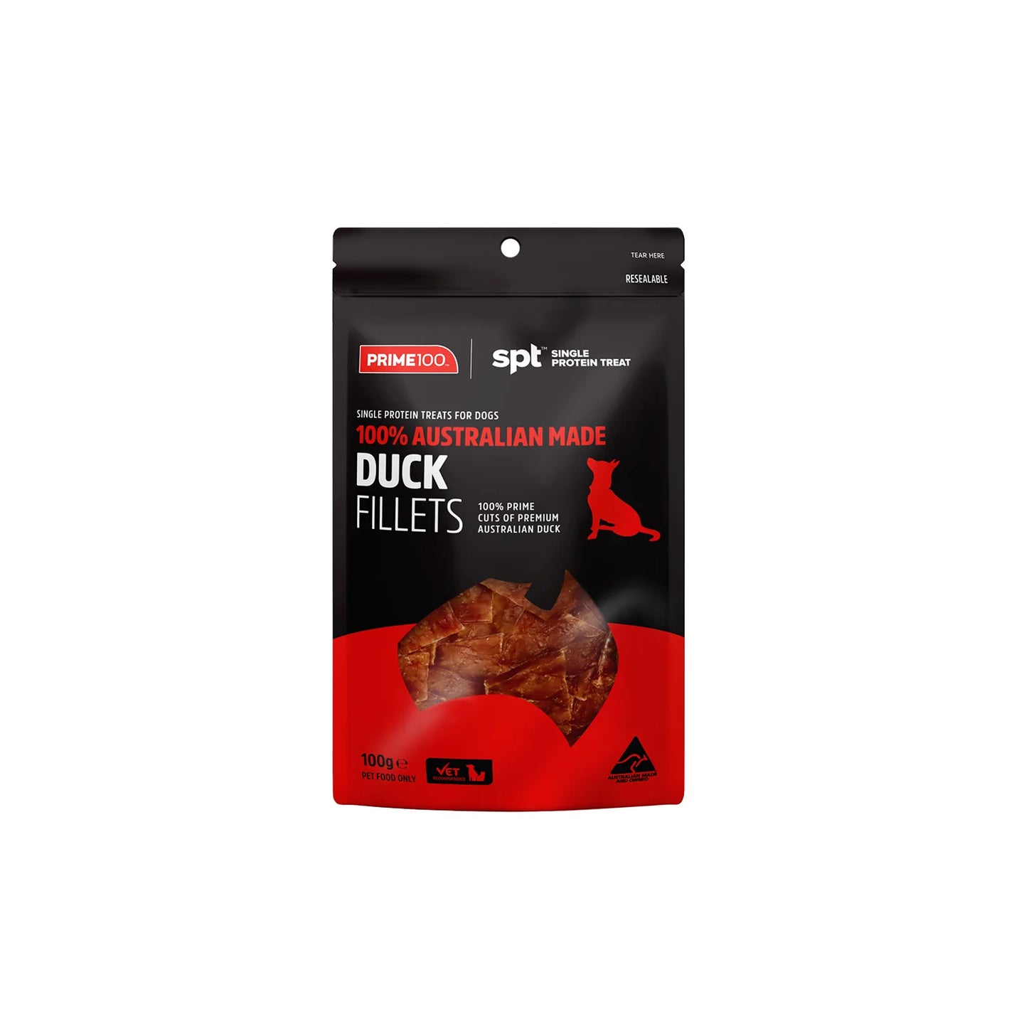 DOG TREATS: Prime100 SPT Duck Fillets 100g