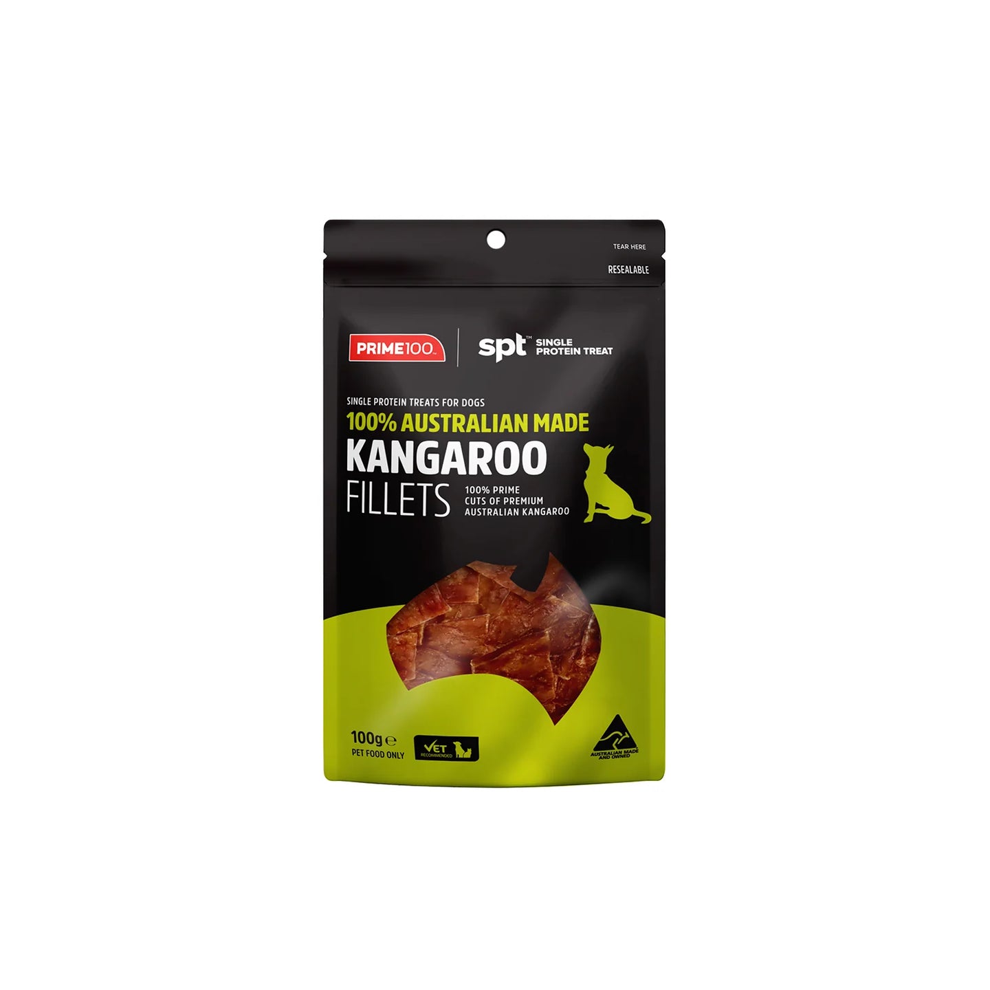 DOG TREATS: Prime100 SPT Kangaroo Fillets 100g