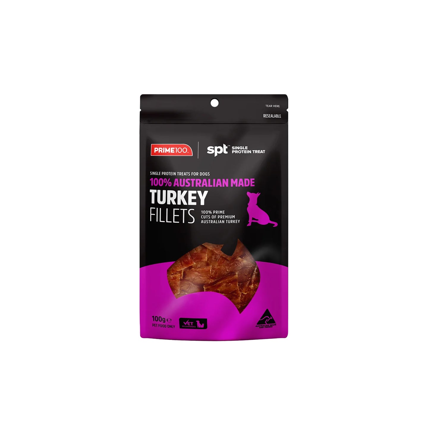 DOG TREATS: Prime100 SPT Turkey Fillets 100g