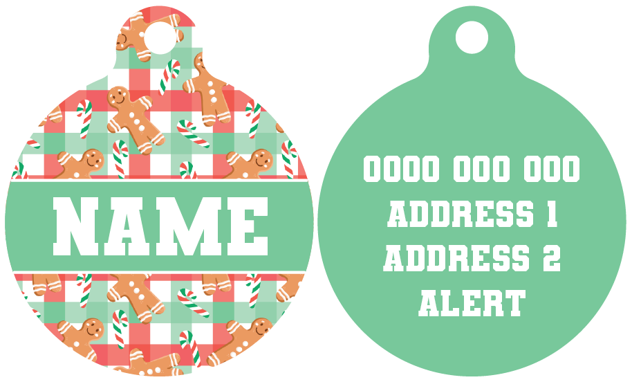 Pet ID Tag | Christmas Gingerbread (Green)