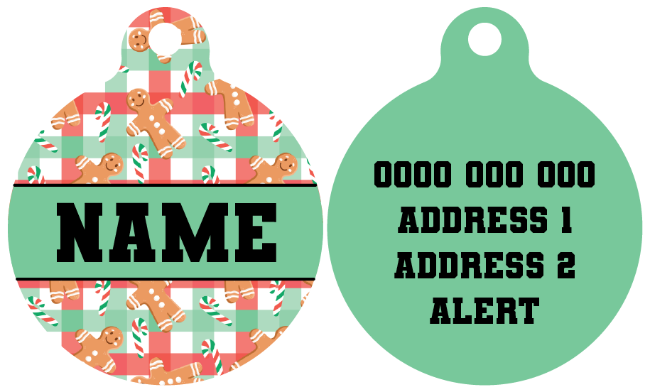 Pet ID Tag | Christmas Gingerbread (Green)