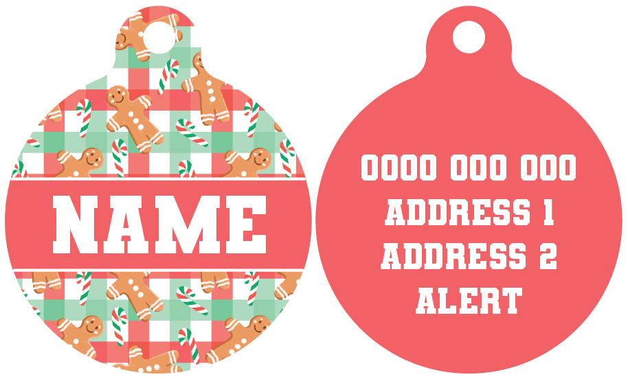 Pet ID Tag | Christmas Gingerbread (Red)