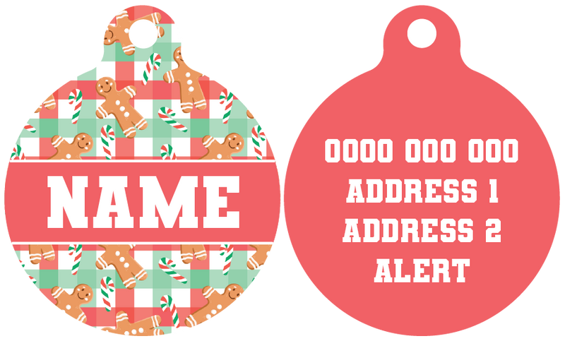 Pet ID Tag | Christmas Gingerbread (Red)