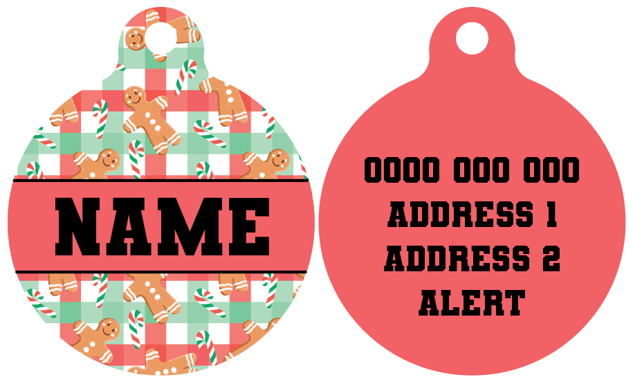 Pet ID Tag | Christmas Gingerbread (Red)