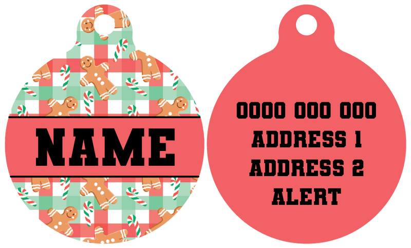 Pet ID Tag | Christmas Gingerbread (Red)
