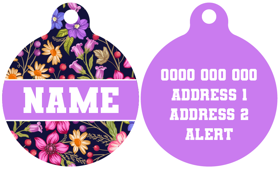 Pet ID Tag | Petal Paradise (Purple)