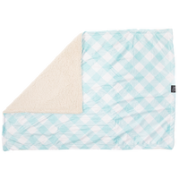 Plush Dog Pet Blanket Mint Teal Green Gingham