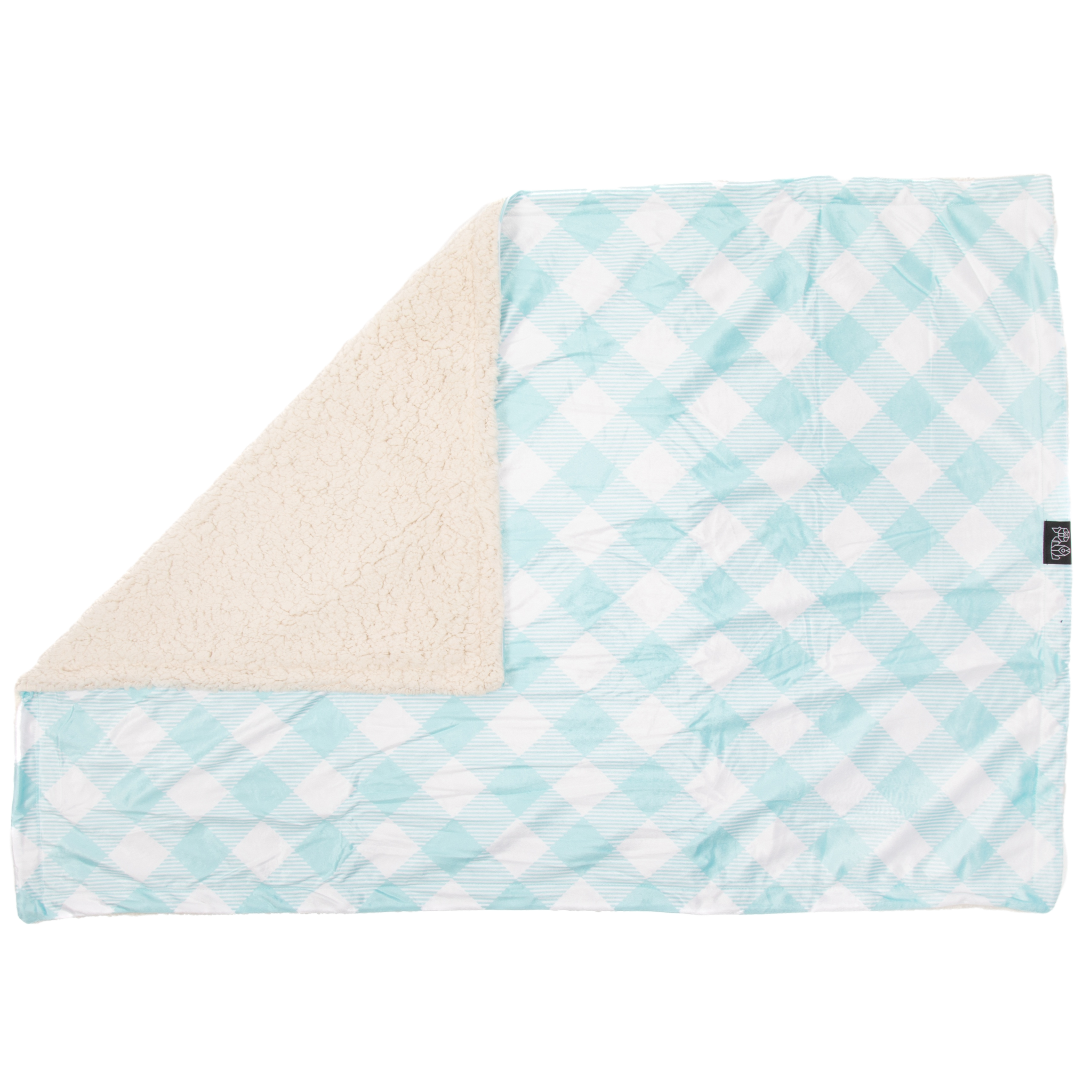 Plush Dog Pet Blanket Mint Teal Green Gingham