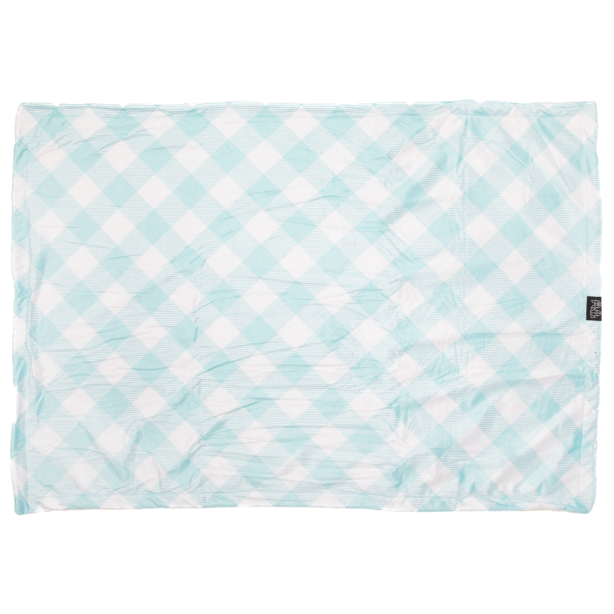 Plush Dog Pet Blanket Mint Teal Green Gingham