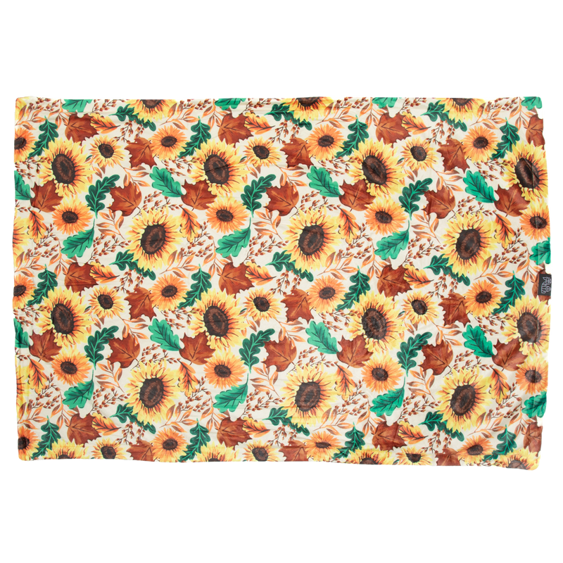 Plush Dog Pet Blanket Winter Blooms Sunflowers Floral Yellow Green