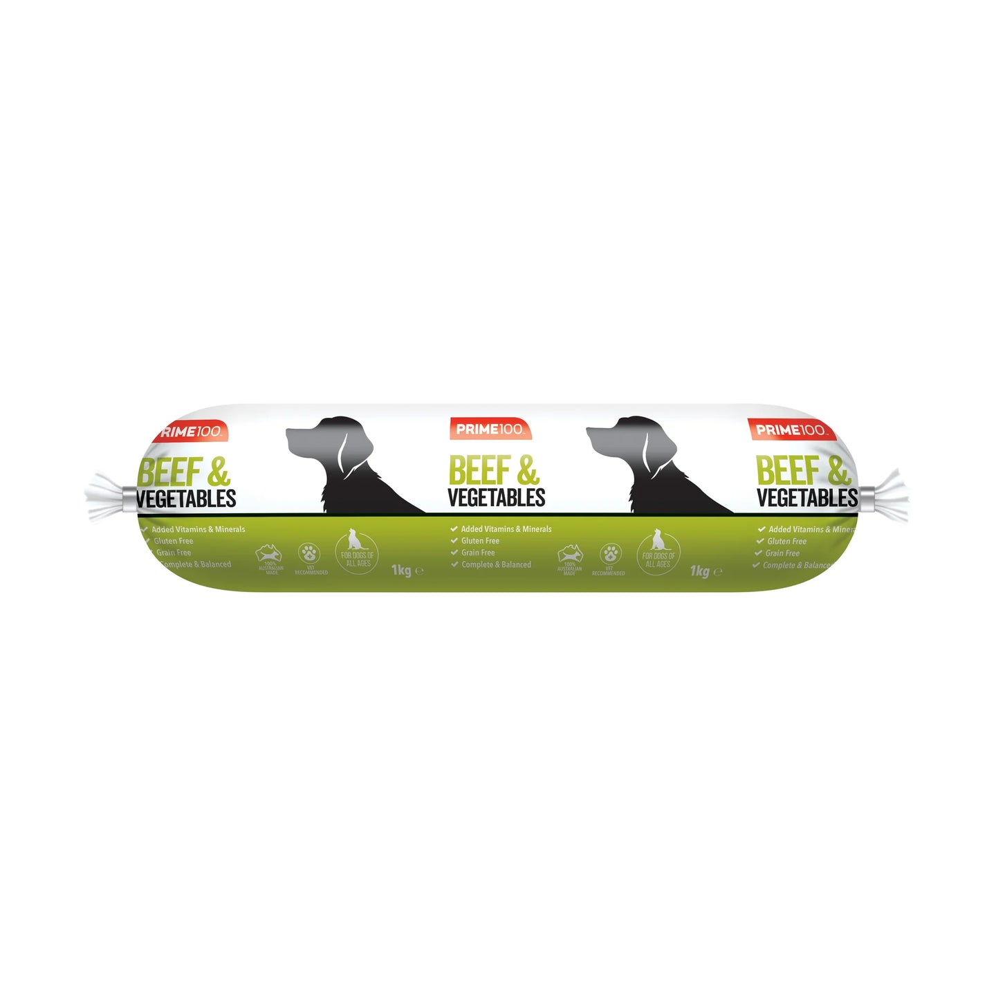 DOG FOOD | Prime100: Beef & Vegetables Cooked Roll 1kg (REDCLIFFE STORE PICK UP ONLY)