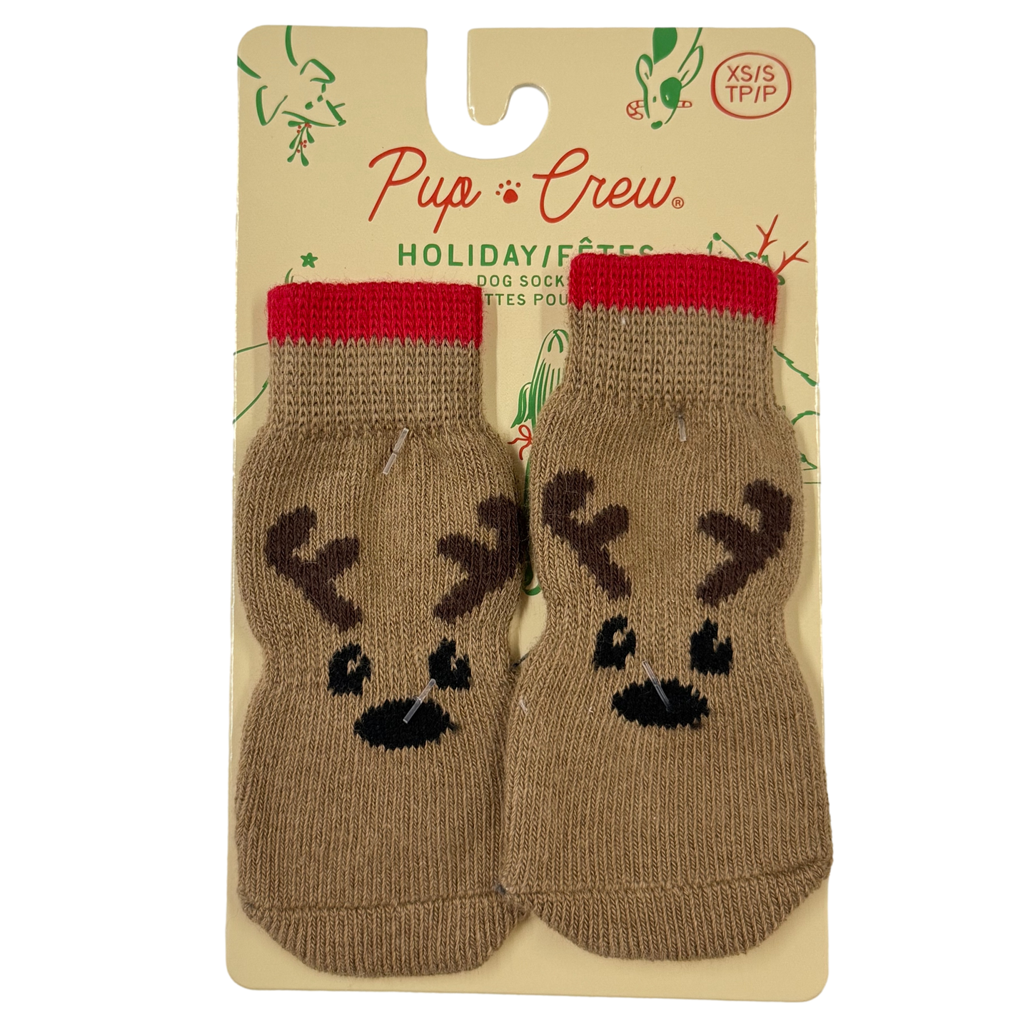Pup Crew: Holiday Dog Socks XS/S - Reindeer