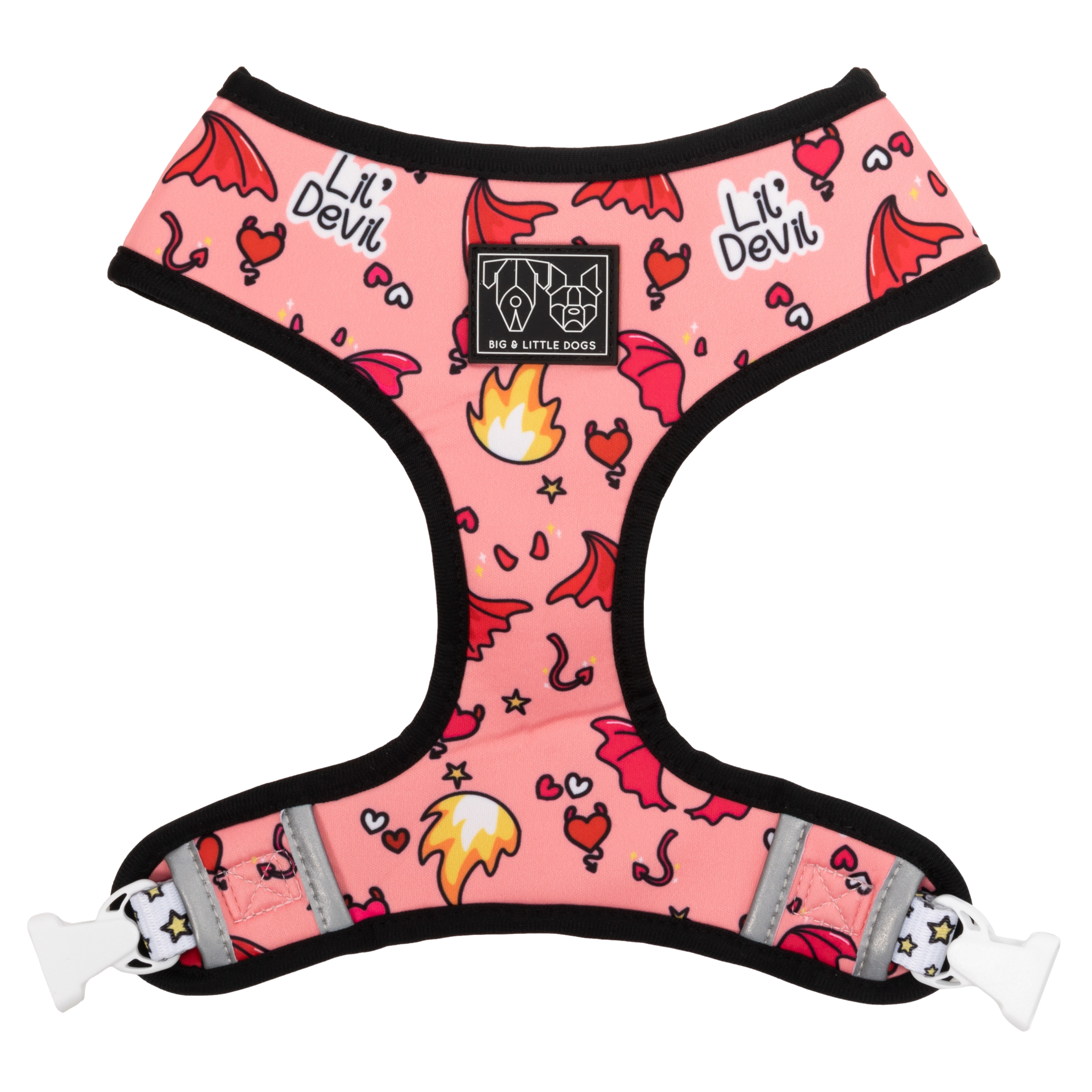 Reversible Dog Harness Lil Angel vs Lil Devil Red Blue