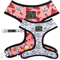 Reversible Dog Harness Lil Angel vs Lil Devil Red Blue