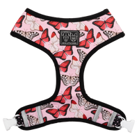 Reversible Dog Harness Pretty Lil Butterfly Wings Pink Red