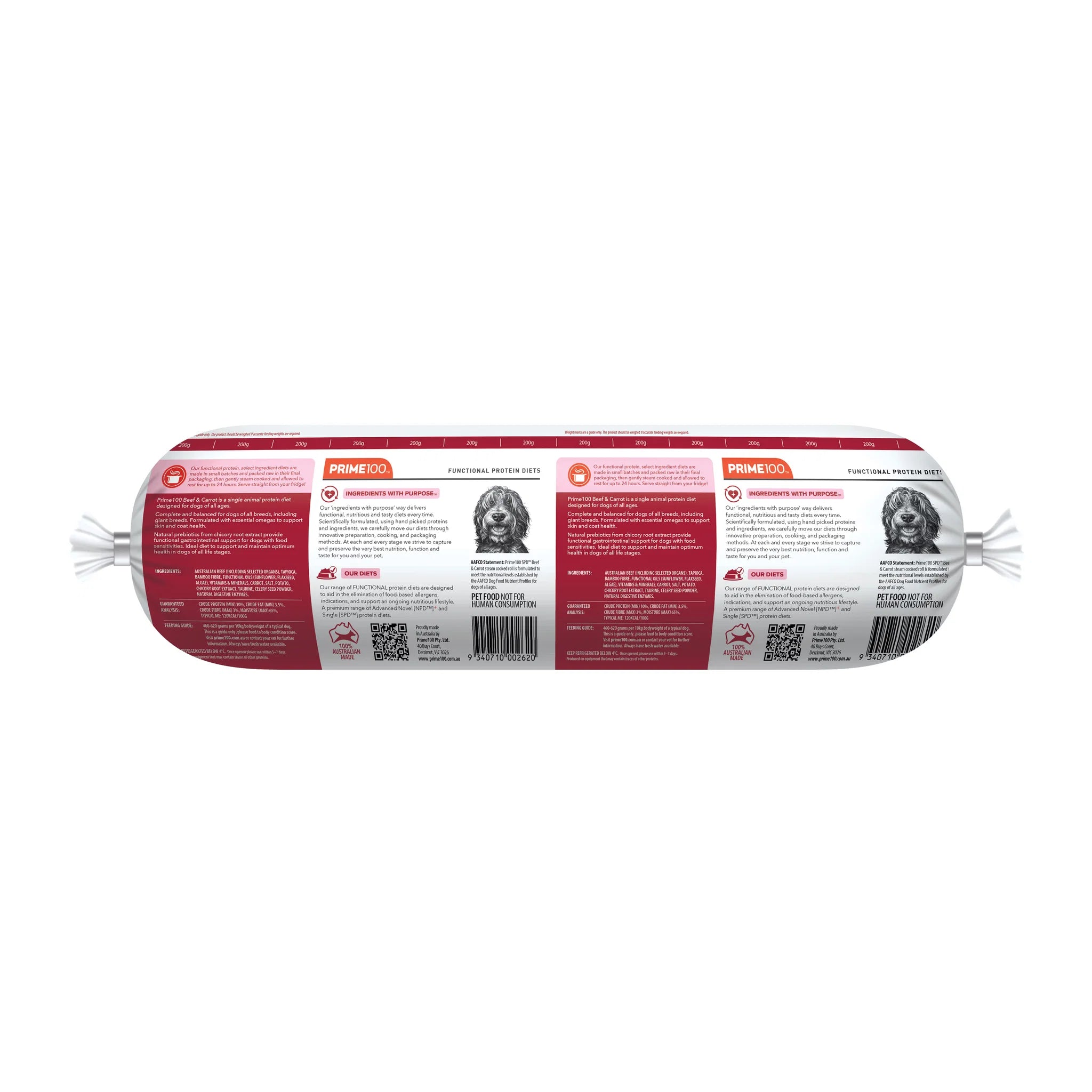 DOG FOOD | Prime100: Beef & Carrot Fresh Roll 2kg (REDCLIFFE STORE PICK UP ONLY)