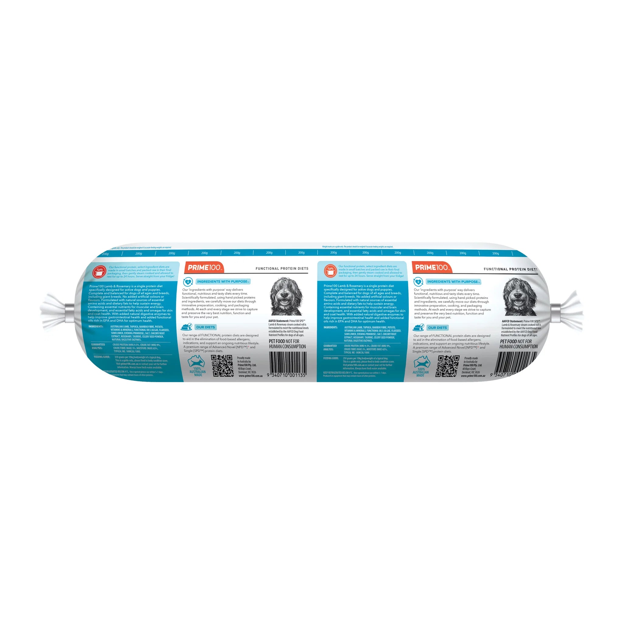 DOG FOOD | Prime100: Lamb & Rosemary Fresh Roll 2kg (REDCLIFFE STORE PICK UP ONLY)