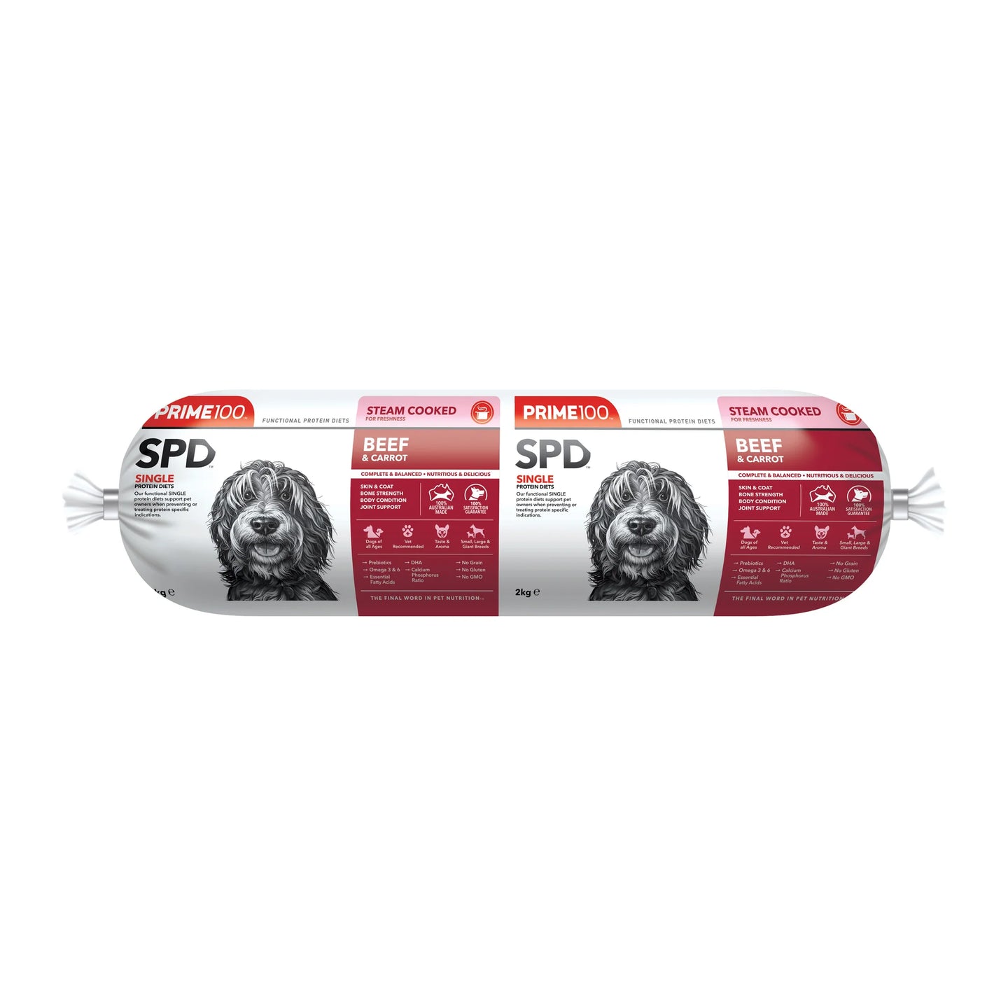 DOG FOOD | Prime100: Beef & Carrot Fresh Roll 2kg (REDCLIFFE STORE PICK UP ONLY)