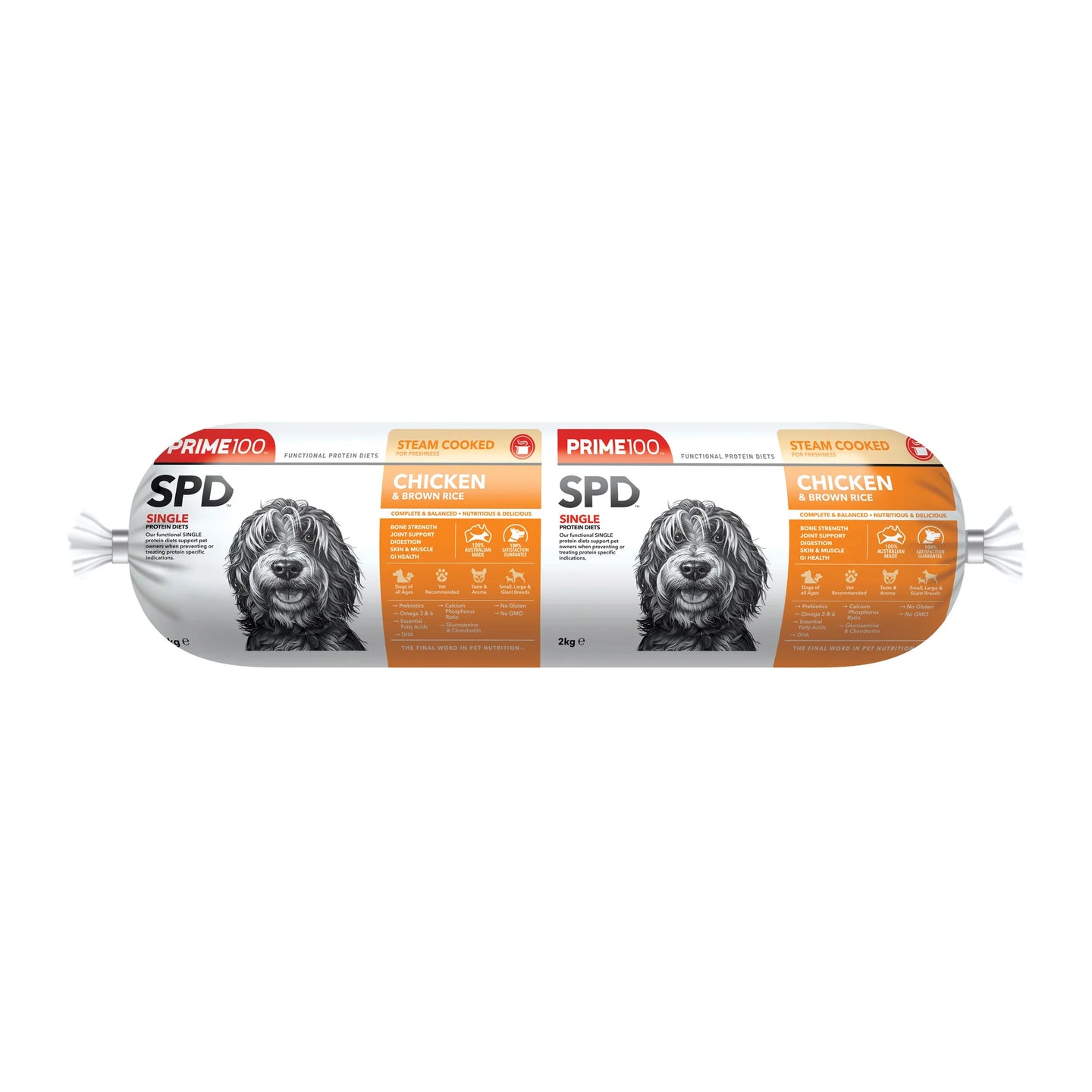 DOG FOOD | Prime100: Chicken & Brown Rice Fresh Roll 2kg (REDCLIFFE STORE PICK UP ONLY)