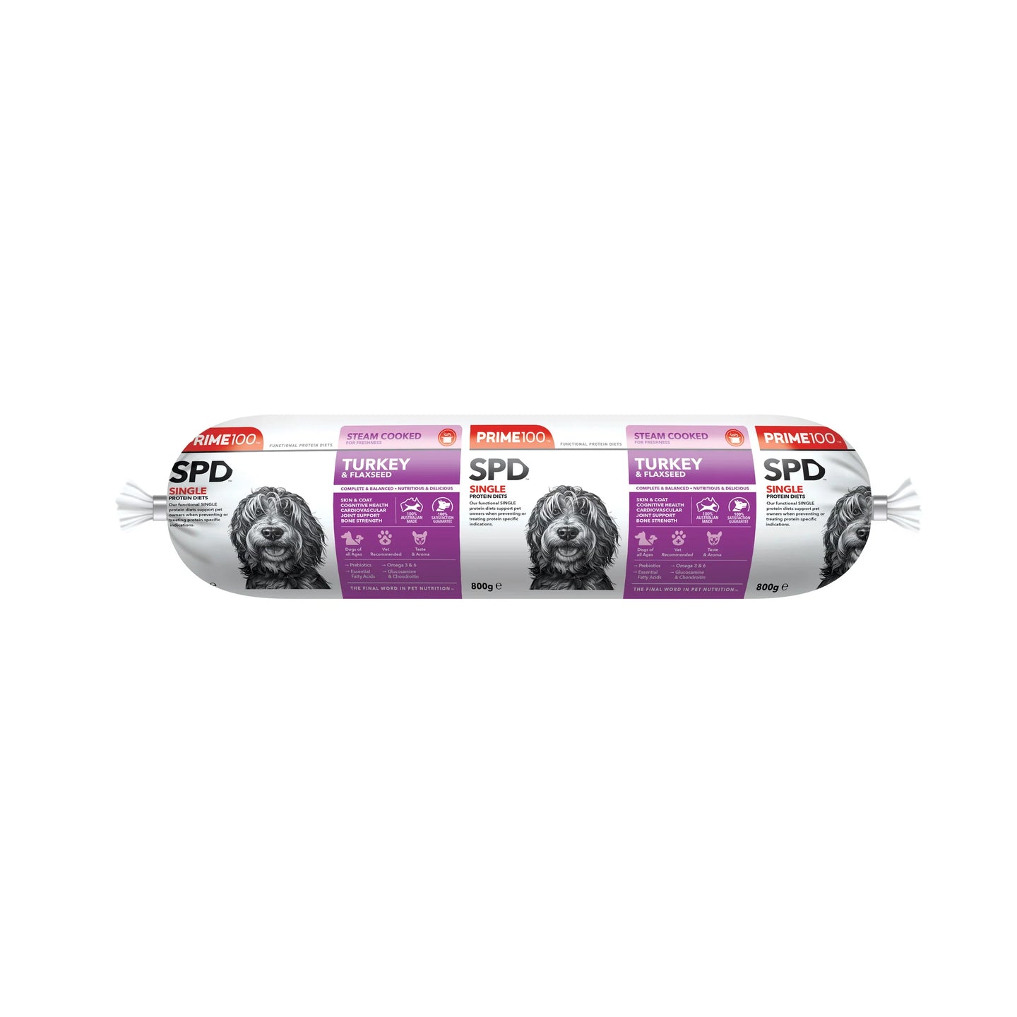 DOG FOOD | Prime100: Turkey & Flaxseed Fresh Roll 800g (REDCLIFFE STORE PICK UP ONLY)
