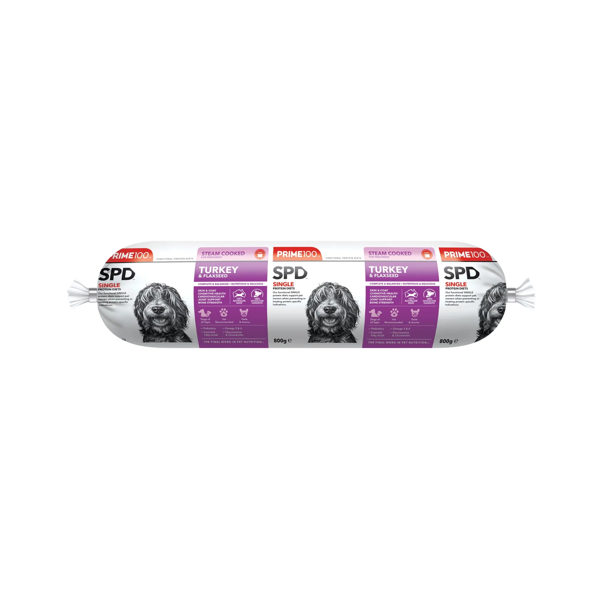 DOG FOOD | Prime100: Turkey & Flaxseed Fresh Roll 800g (REDCLIFFE STORE PICK UP ONLY)
